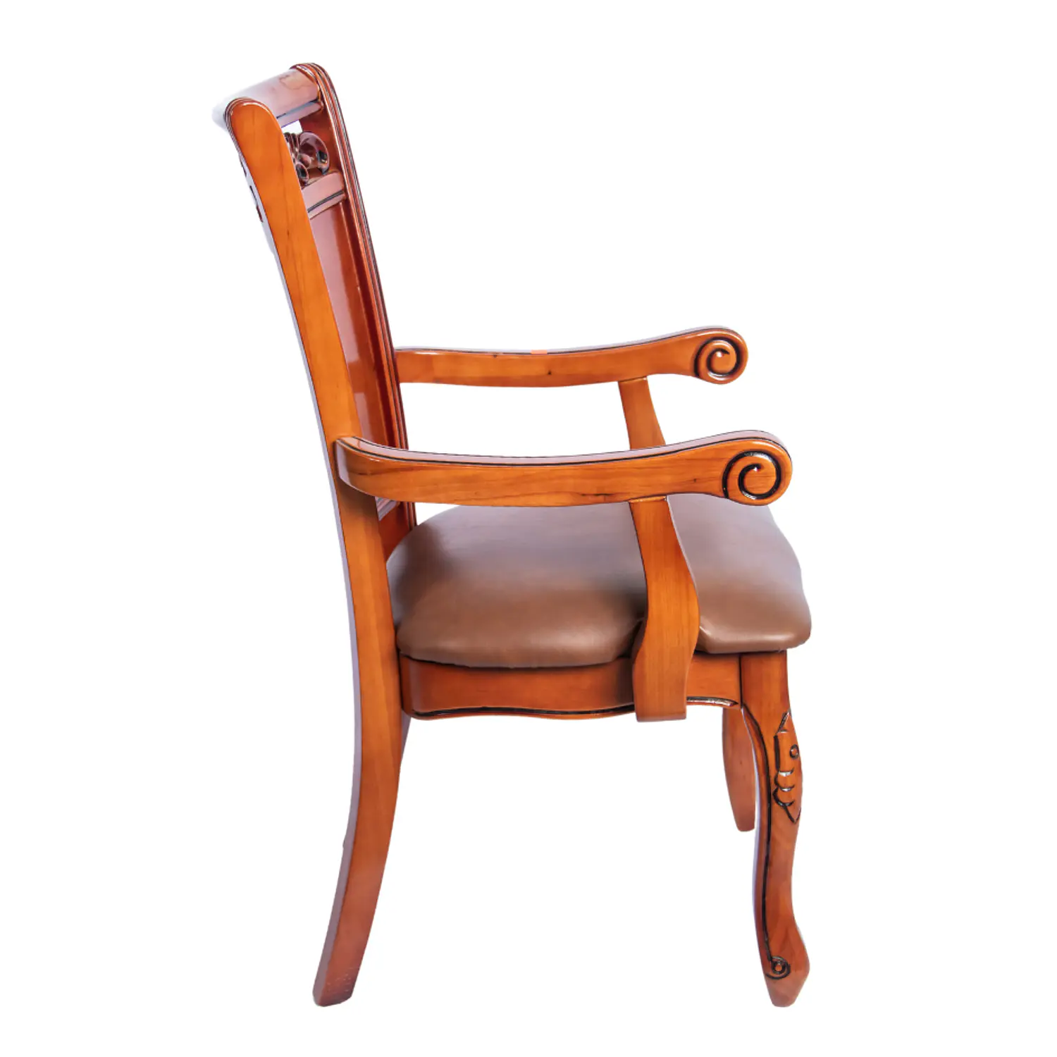 Silla de Comedor Roble Americano Caoba Tallada Clásica 4