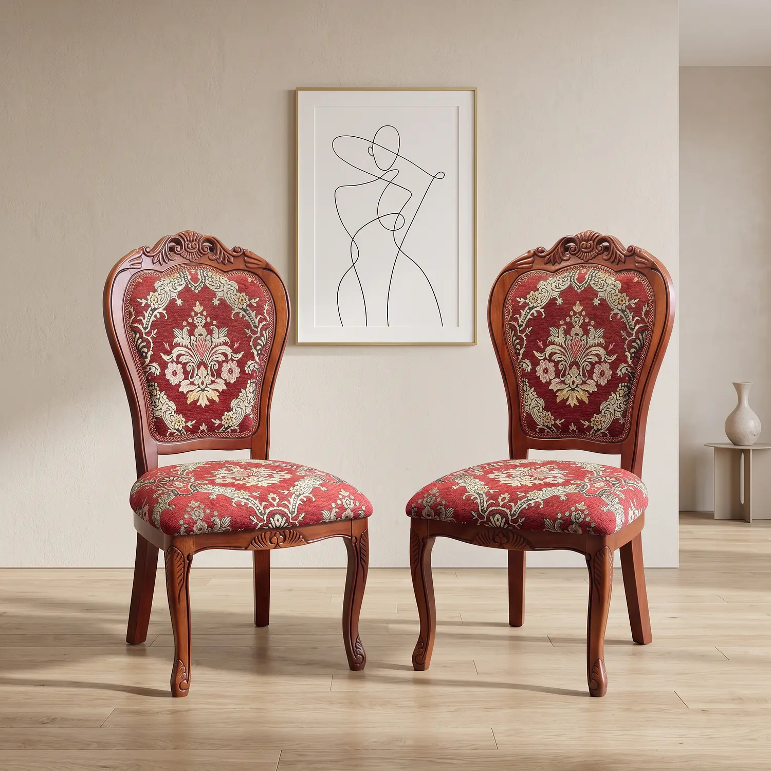 Set de 2 Sillas Comedor Florencia en Madera Tapizadas Elegantes 1