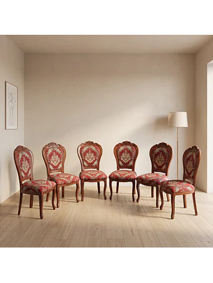 Set de 6 Sillas Comedor Florencia en Madera Tapizadas Elegantes