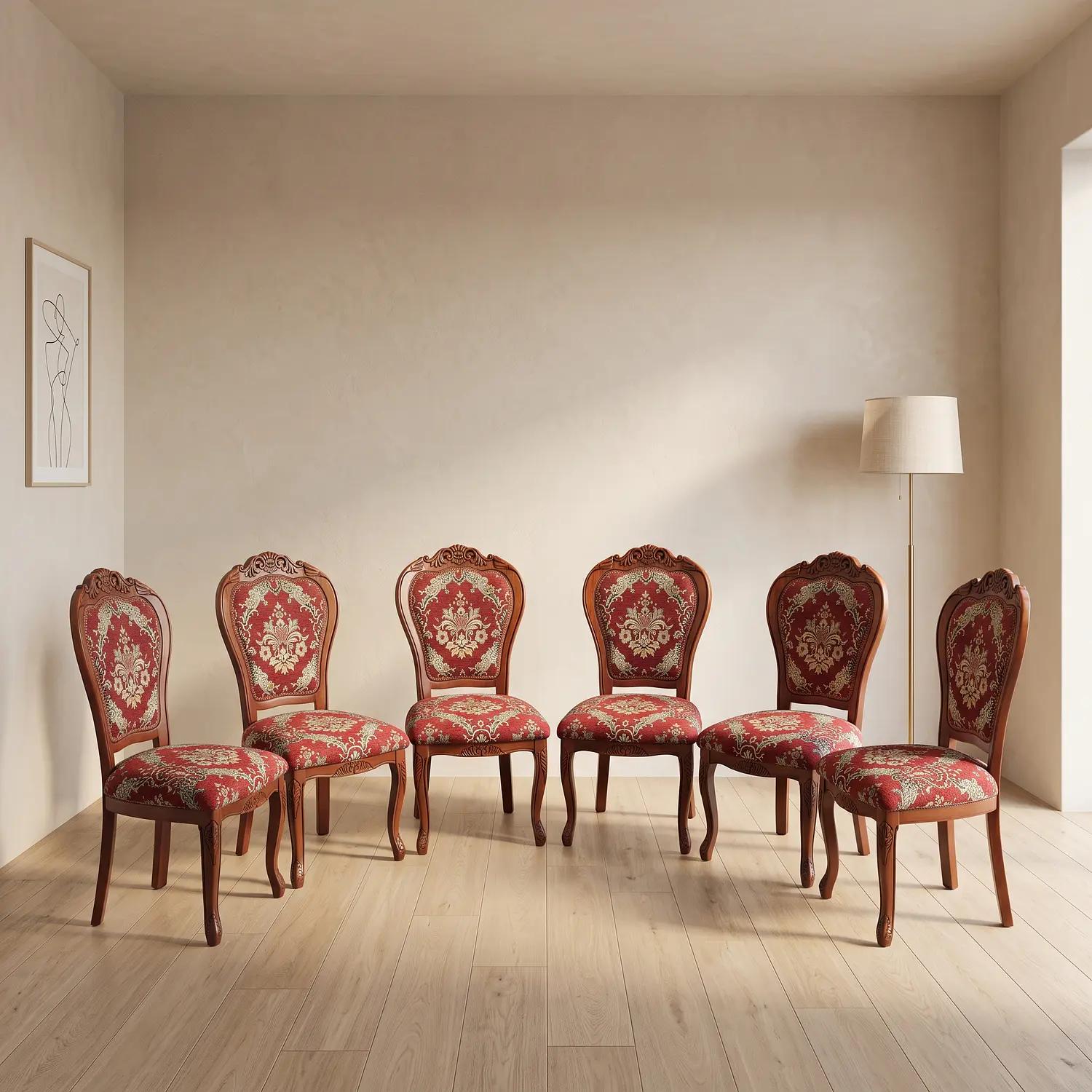 Set de 6 Sillas Comedor Florencia en Madera Tapizadas Elegantes 1
