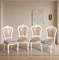 Set de 4 Silla de Comedor Blanca Monaco Tapizada con Tela Estampada - Miniatura 1