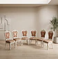 Set de 6 Silla de Comedor Blanca Monaco Tapizada con Tela Estampada - Miniatura 1