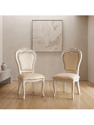 Set de 2 Silla Comedor Grecia Blanca de Madera Americana 