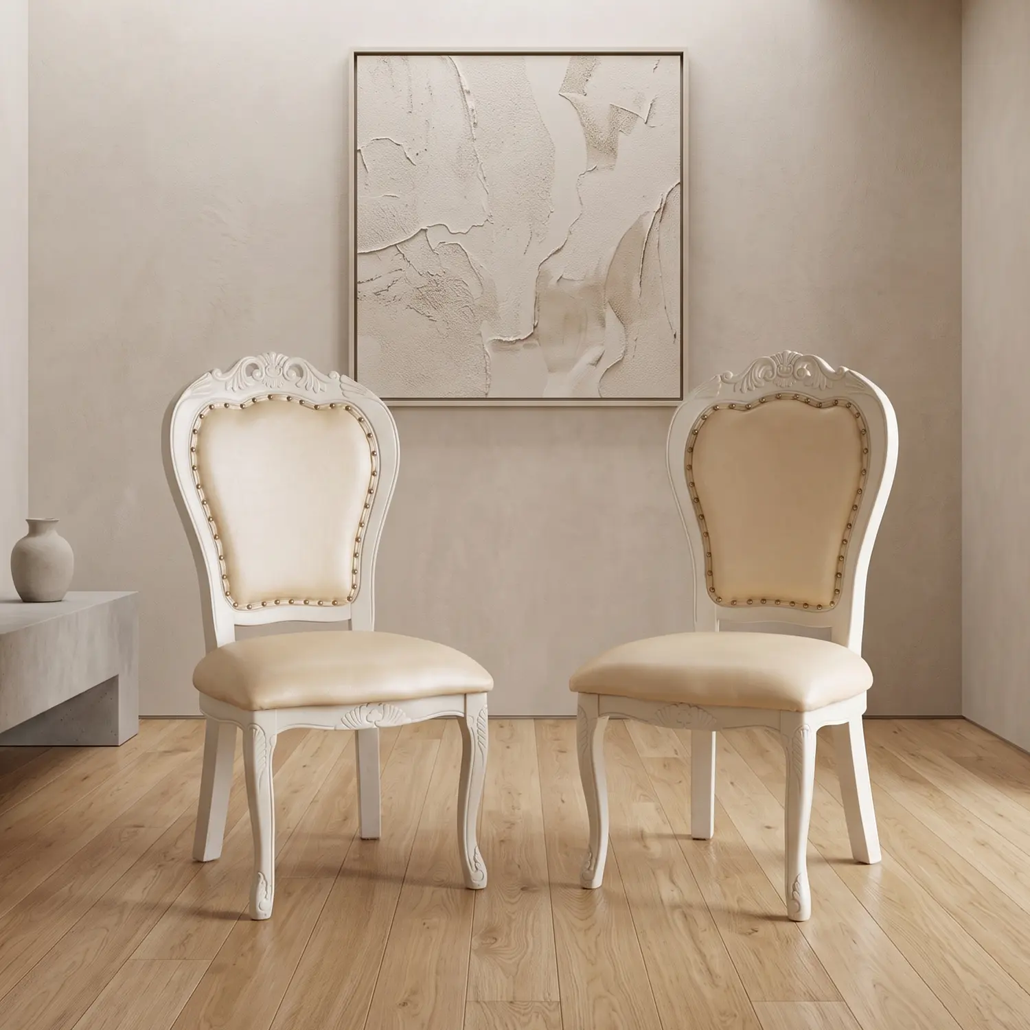 Set de 2 Silla Comedor Grecia Blanca de Madera Americana  1