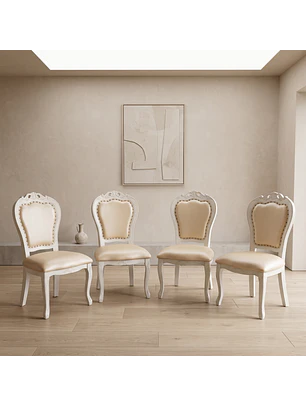 Set de 4 Silla Comedor Grecia Blanca de Madera Americana