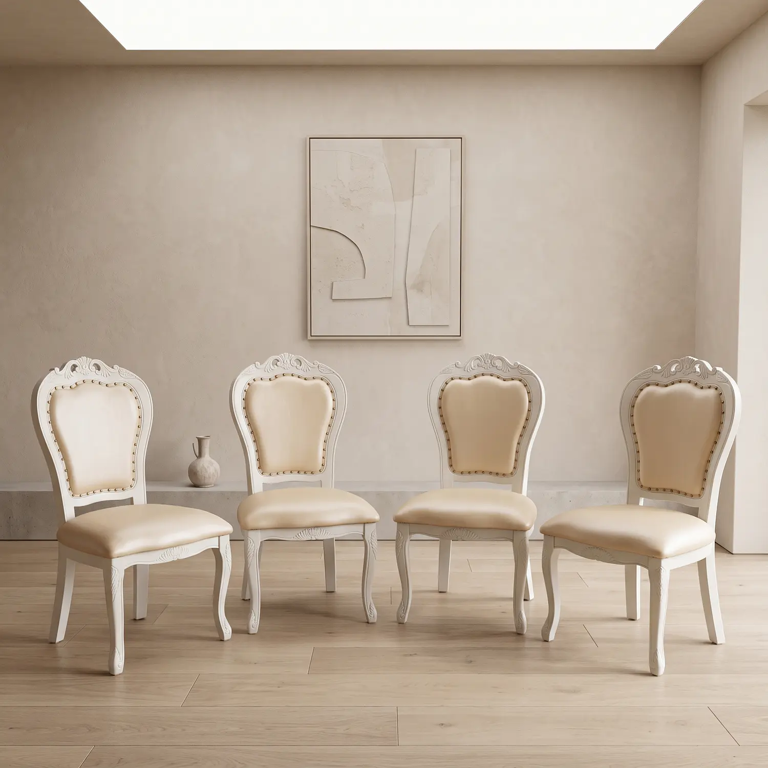 Set de 4 Silla Comedor Grecia Blanca de Madera Americana 1