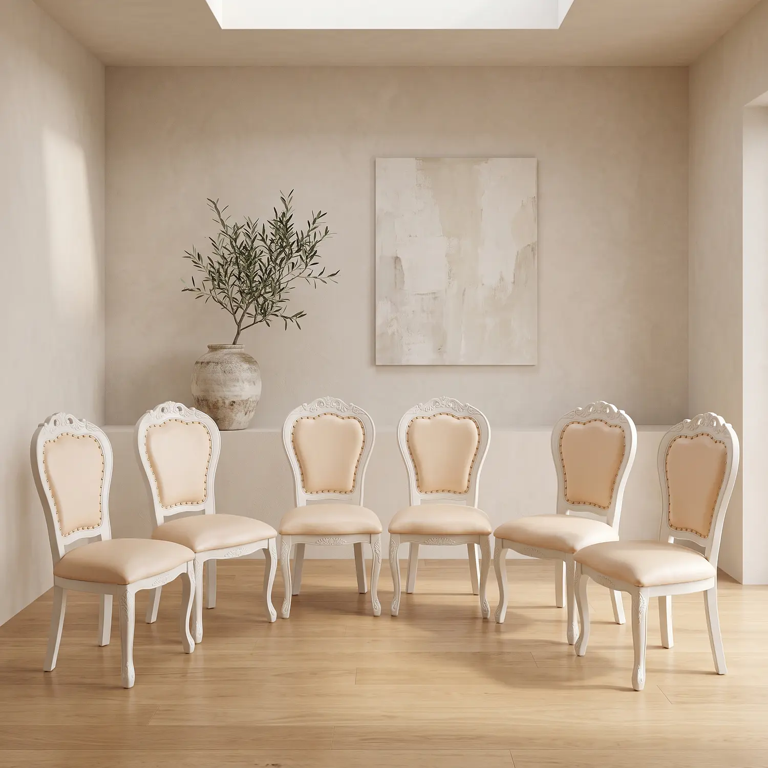 Set de 6 Silla Comedor Grecia Blanca de Madera Americana 1