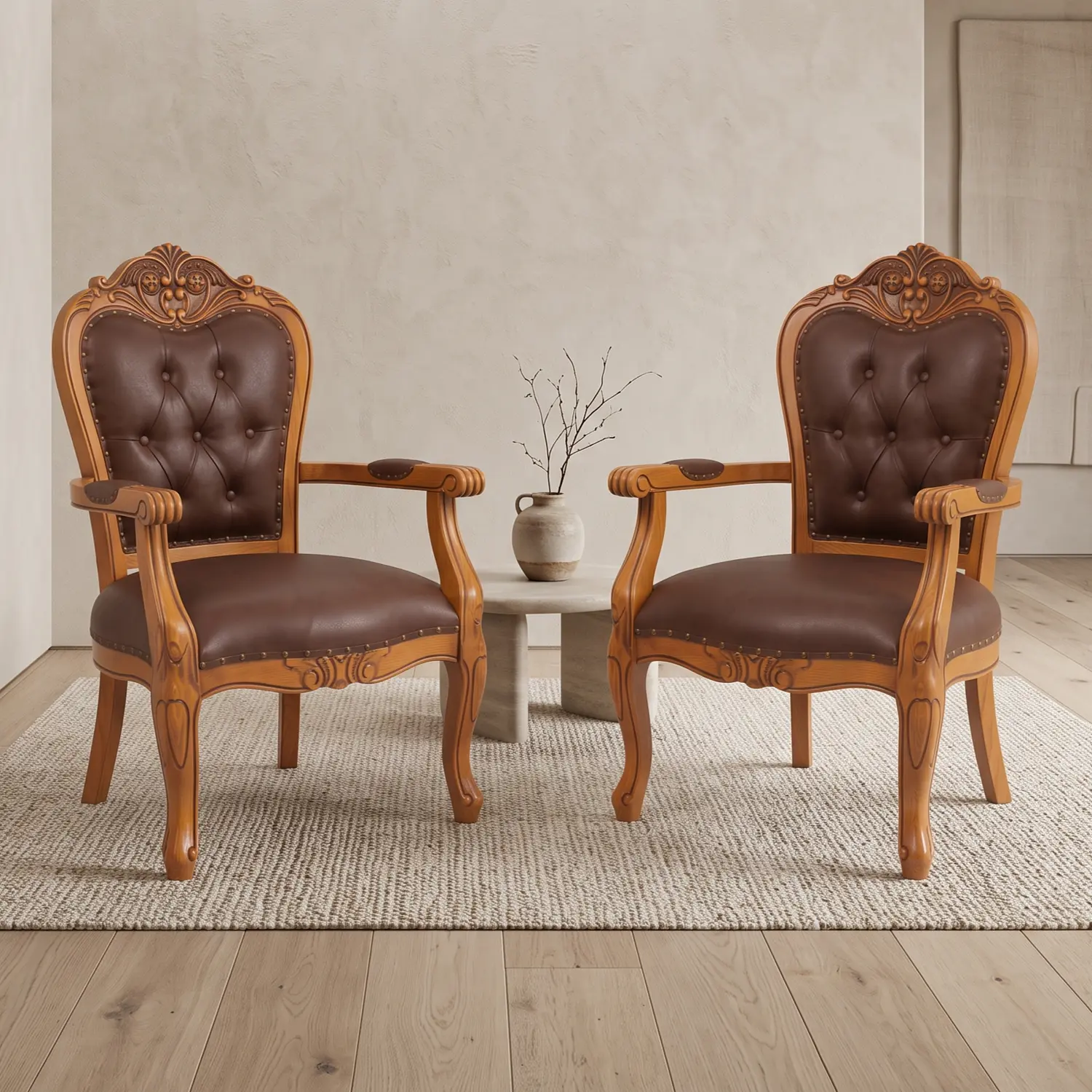 Set de 2 Sitiales Irlanda Para Comedor Madera Americana 1