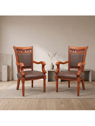 Set de 2 Sitiales Bélgica Para Comedor Madera Americana