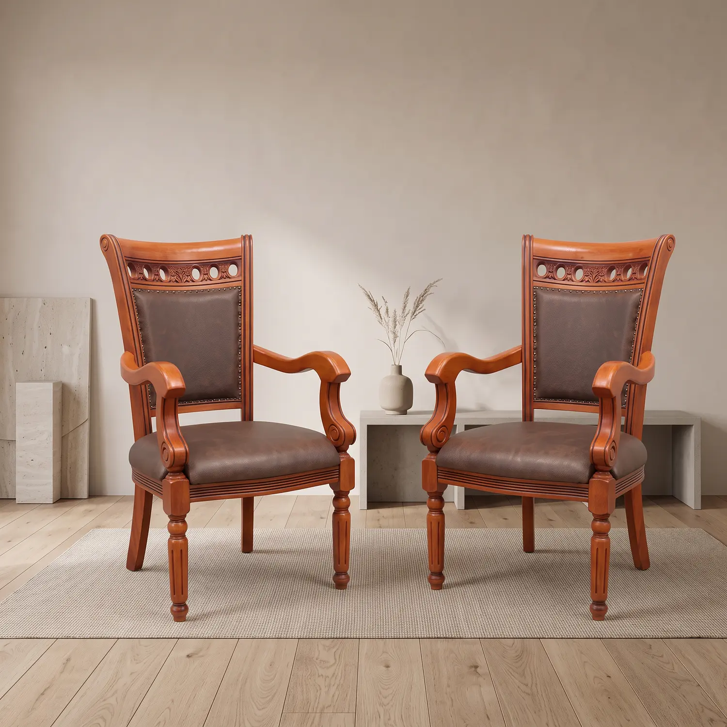 Set de 2 Sitiales Bélgica Para Comedor Madera Americana 1