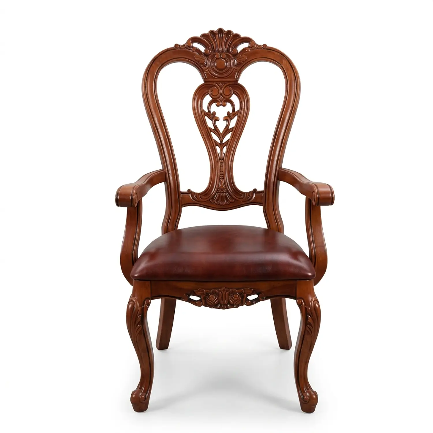 Set de 2 Sitiales de Comedor Clásico Victoria de Madera con Brazos Tapizado 4