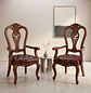 Set de 2 Sitiales de Comedor Clásico Victoria de Madera con Brazos Tapizado - Miniatura 1