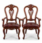 Set de 2 Sitiales de Comedor Clásico Victoria de Madera con Brazos Tapizado - Miniatura 3
