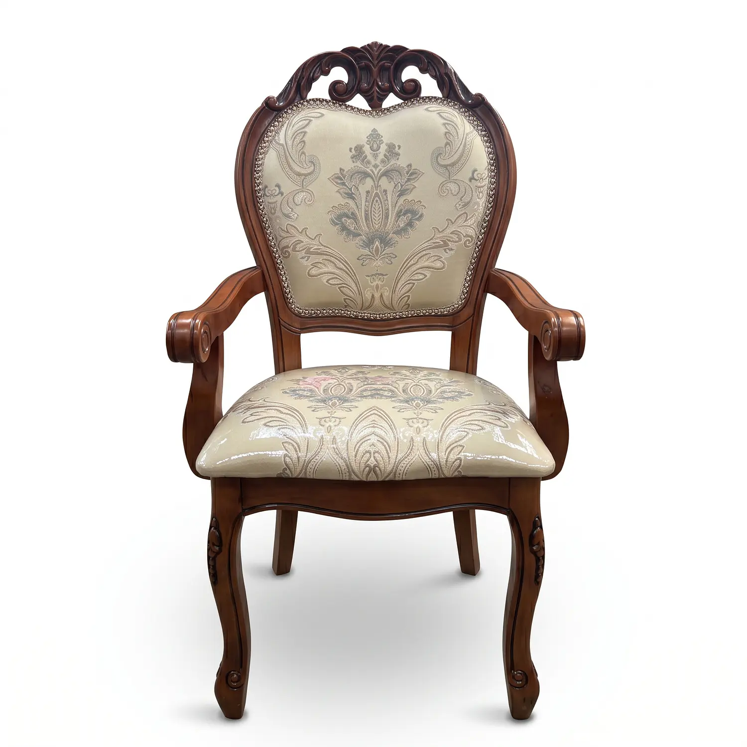 Set de 2 Sitiales de Comedor de Madera Bellini Color Caoba con Tapiz Decorado 4