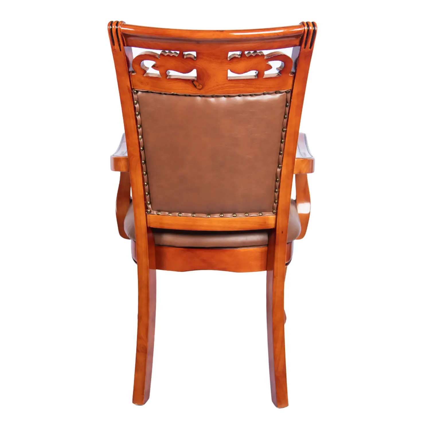 Set de 2 Sitiales de Comedor Caoba Europea Tallada con Brazos Clásica 6