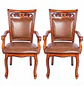 Set de 2 Sitiales de Comedor Caoba Europea Tallada con Brazos Clásica - Miniatura 3