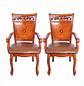 Set de 2 Sitiales de Comedor Roble Americano Caoba Tallada Clásica - Miniatura 3