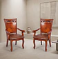 Set de 2 Sitiales de Comedor Roble Americano Caoba Tallada Clásica - Miniatura 1
