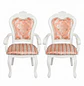 Set de 2 Sitiales Blanco de Comedor de Madera Maciza Europea con Tallado - Miniatura 3