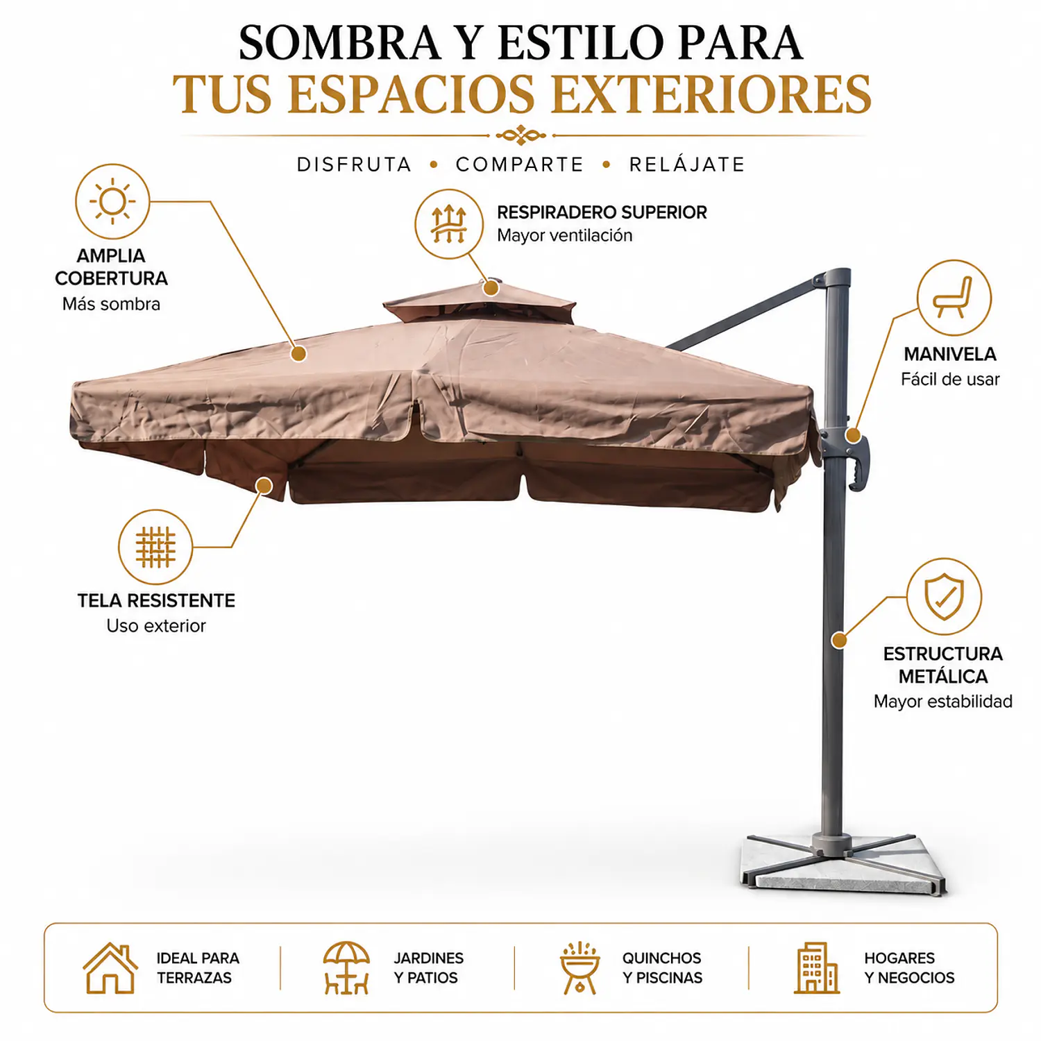 Toldo Grande para Exterior con Manivela 2