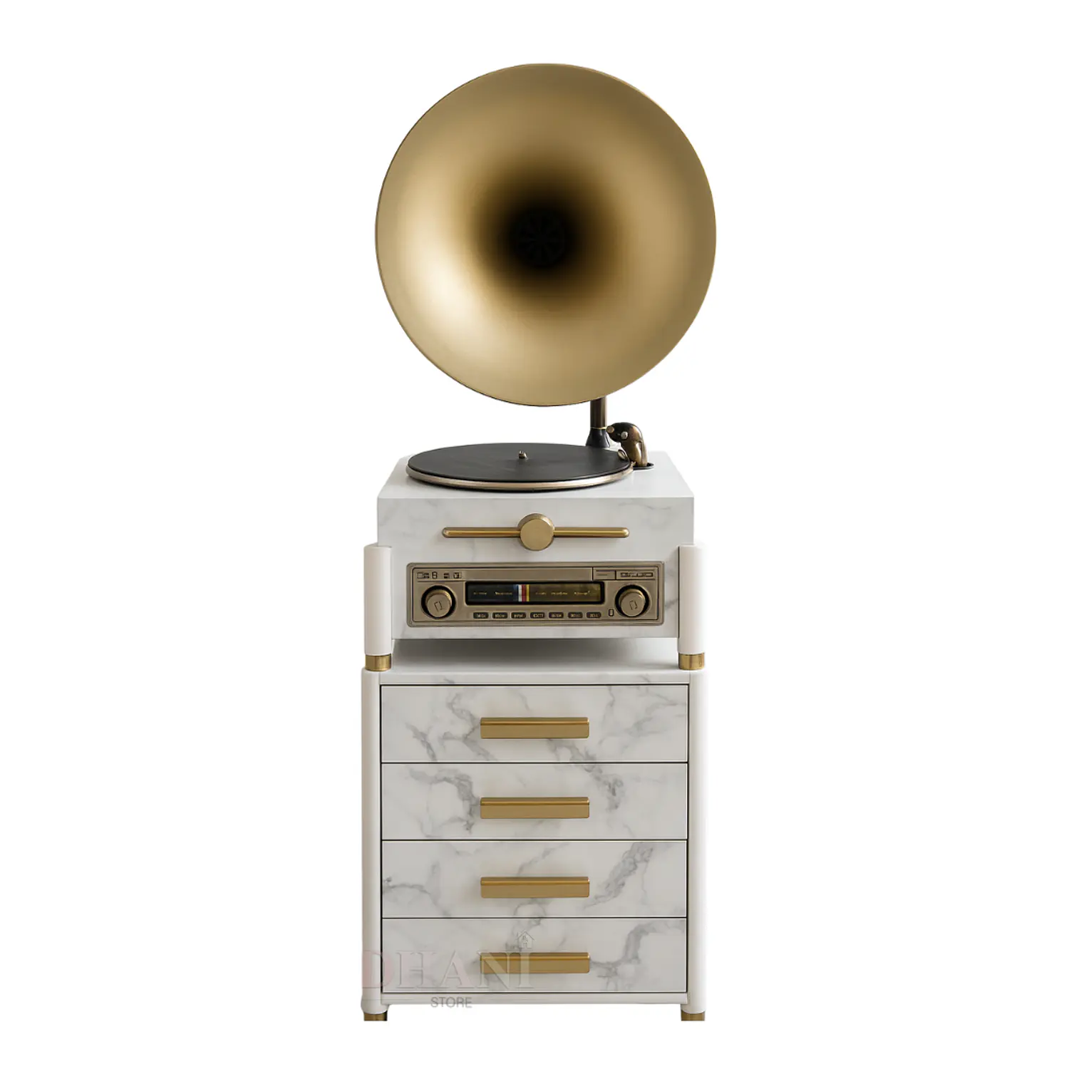 Tocadiscos Clásico Marmoleado Retro Vintage con Mueble 3