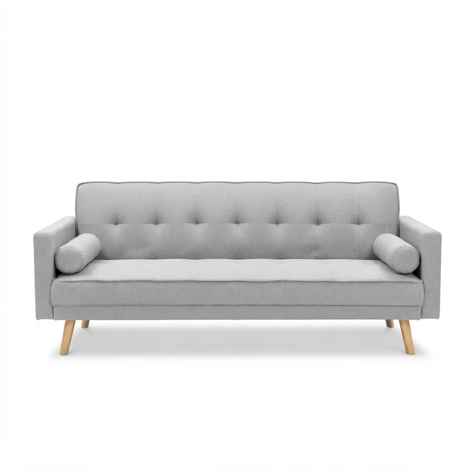 Sofá Cama de Lino 3 Cuerpos con Patas de Madera 7