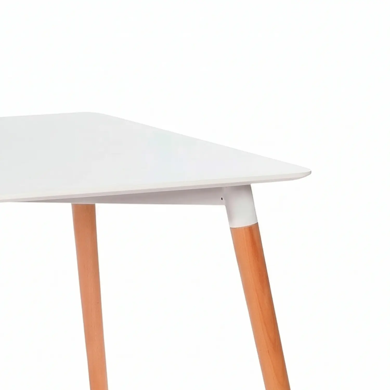 Mesa de Comedor Eame Blanca 120x80 con Patas de Madera de Haya 5