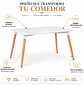 Mesa de Comedor Eame Blanca 120x80 con Patas de Madera de Haya - Miniatura 2