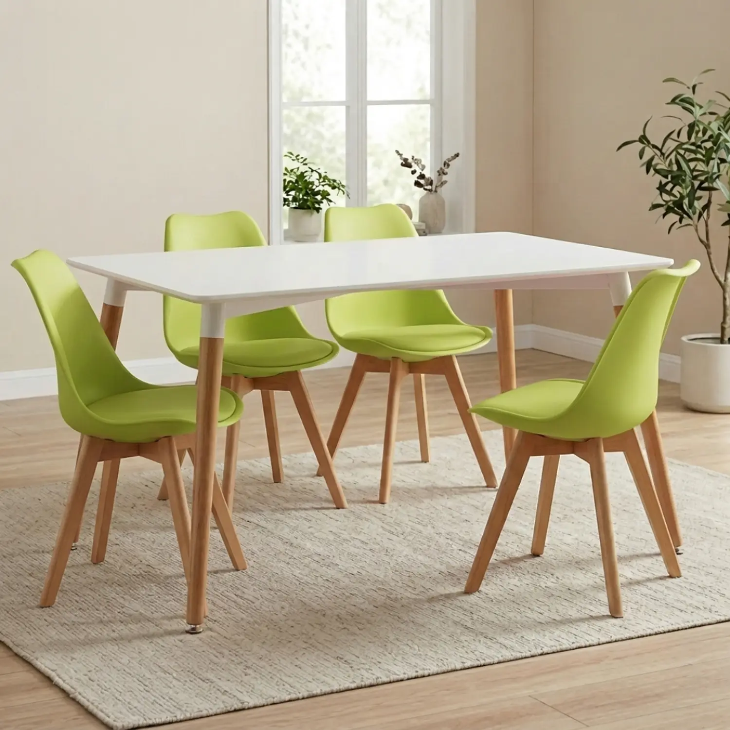 Juego de Comedor Mesa Eames Blanca y 4 Sillas Tulip 3