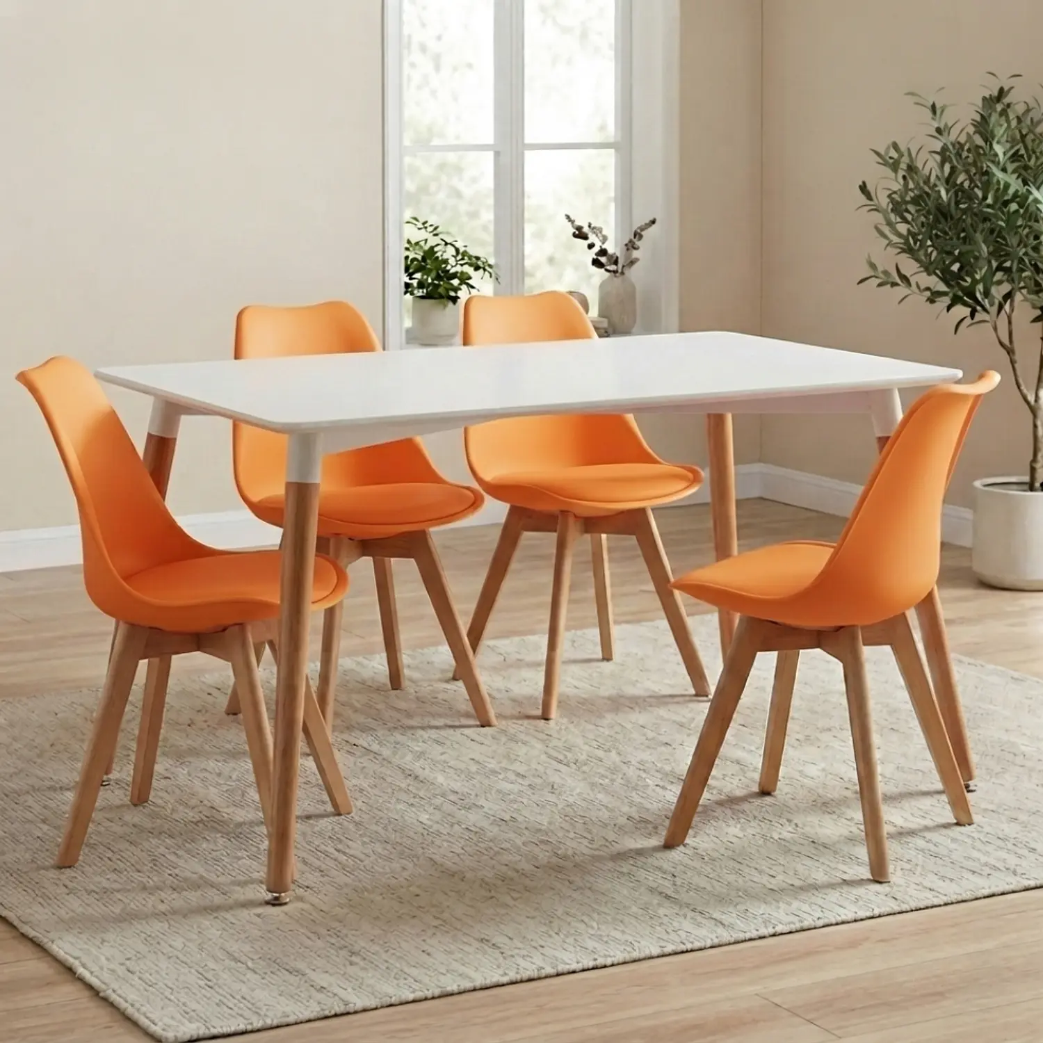 Juego de Comedor Mesa Eames Blanca y 4 Sillas Tulip 5