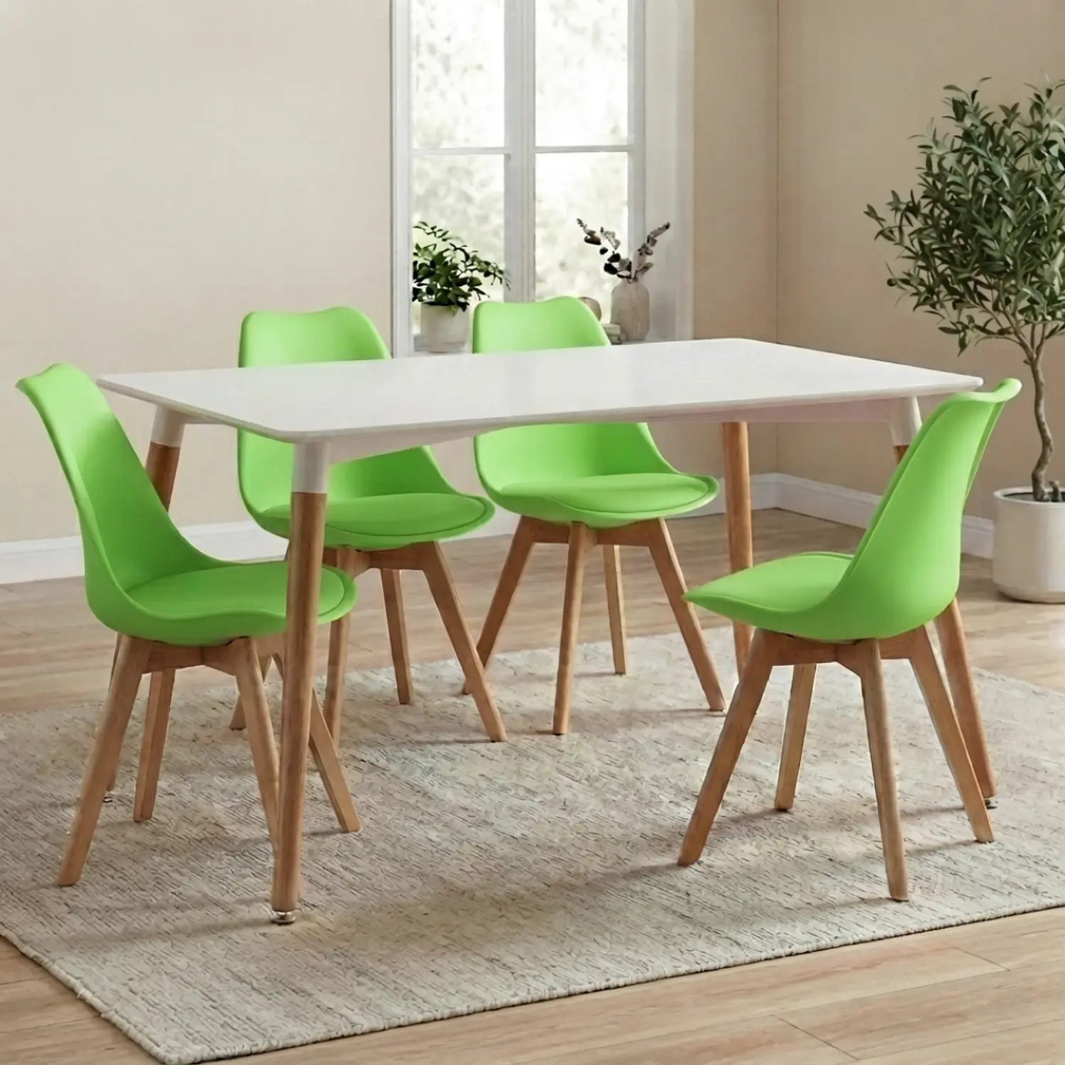 Juego de Comedor Mesa Eames Blanca y 4 Sillas Tulip 7