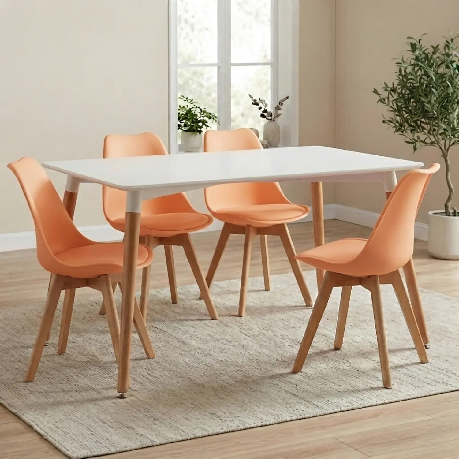 Juego de Comedor Mesa Eames Blanca y 4 Sillas Tulip 9