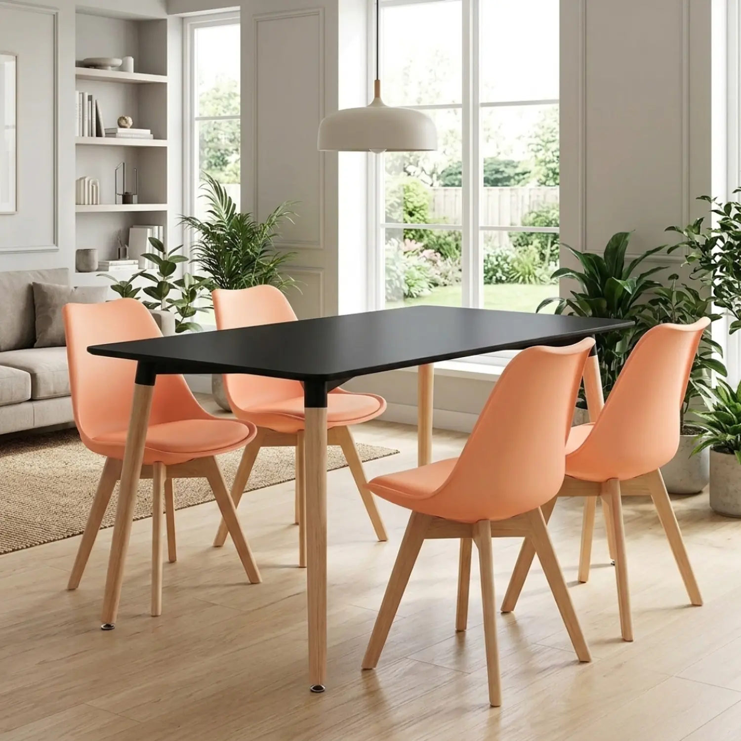 Juego de Comedor Mesa Eames Negra y 4 Sillas Tulip 9