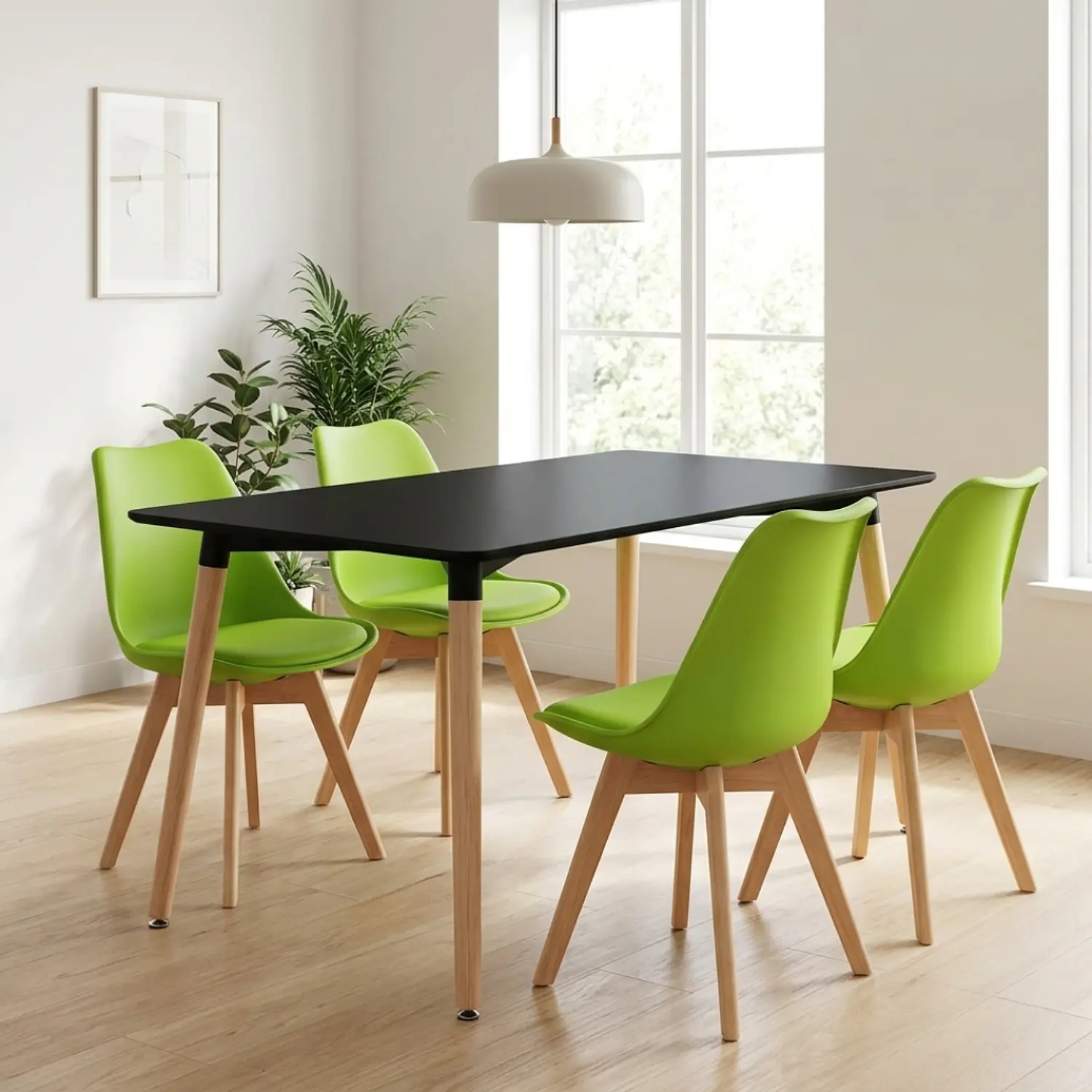 Juego de Comedor Mesa Eames Negra y 4 Sillas Tulip 3