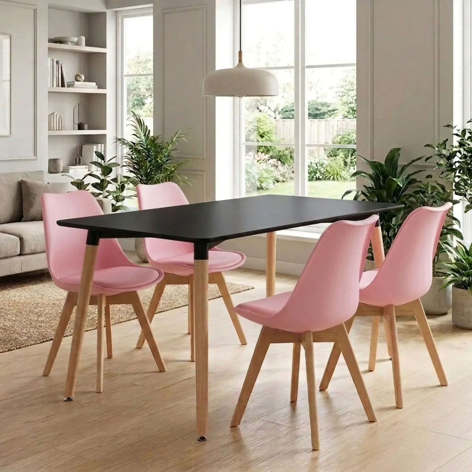 Juego de Comedor Mesa Eames Negra y 4 Sillas Tulip 5