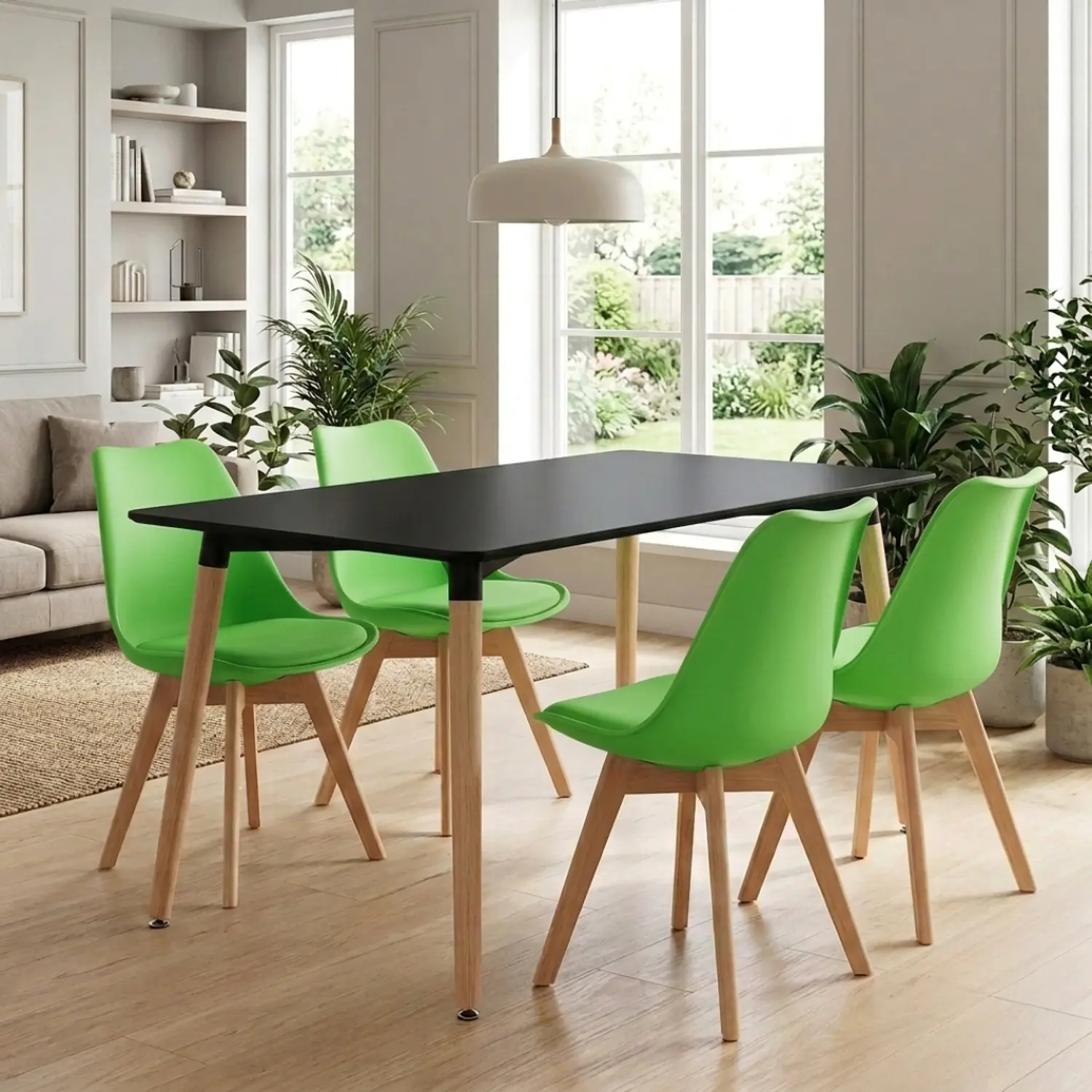 Juego de Comedor Mesa Eames Negra y 4 Sillas Tulip 7