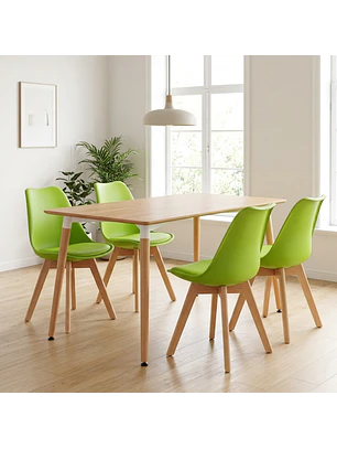 Juego de Comedor Eames MDF con 4 Sillas Tulip