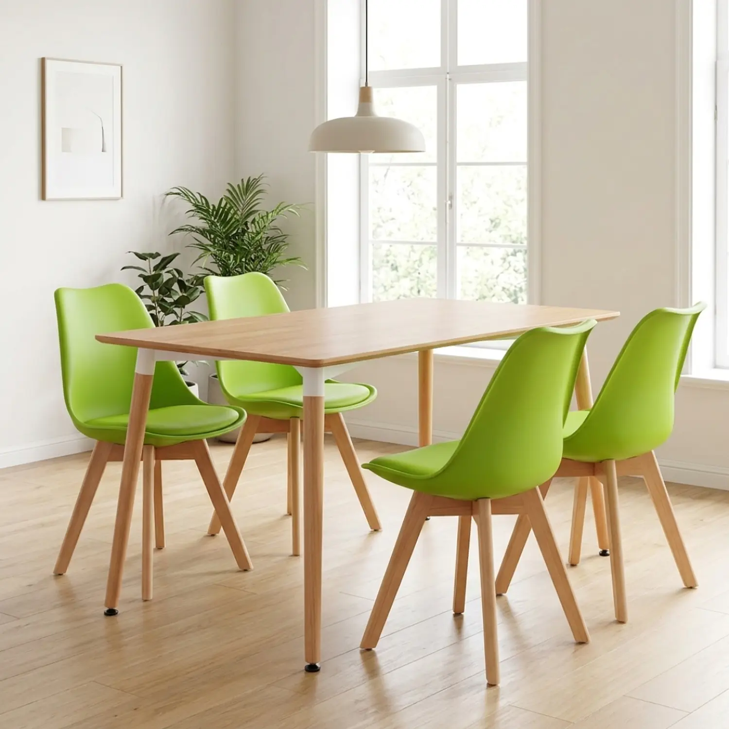 Juego de Comedor Eames MDF con 4 Sillas Tulip 1