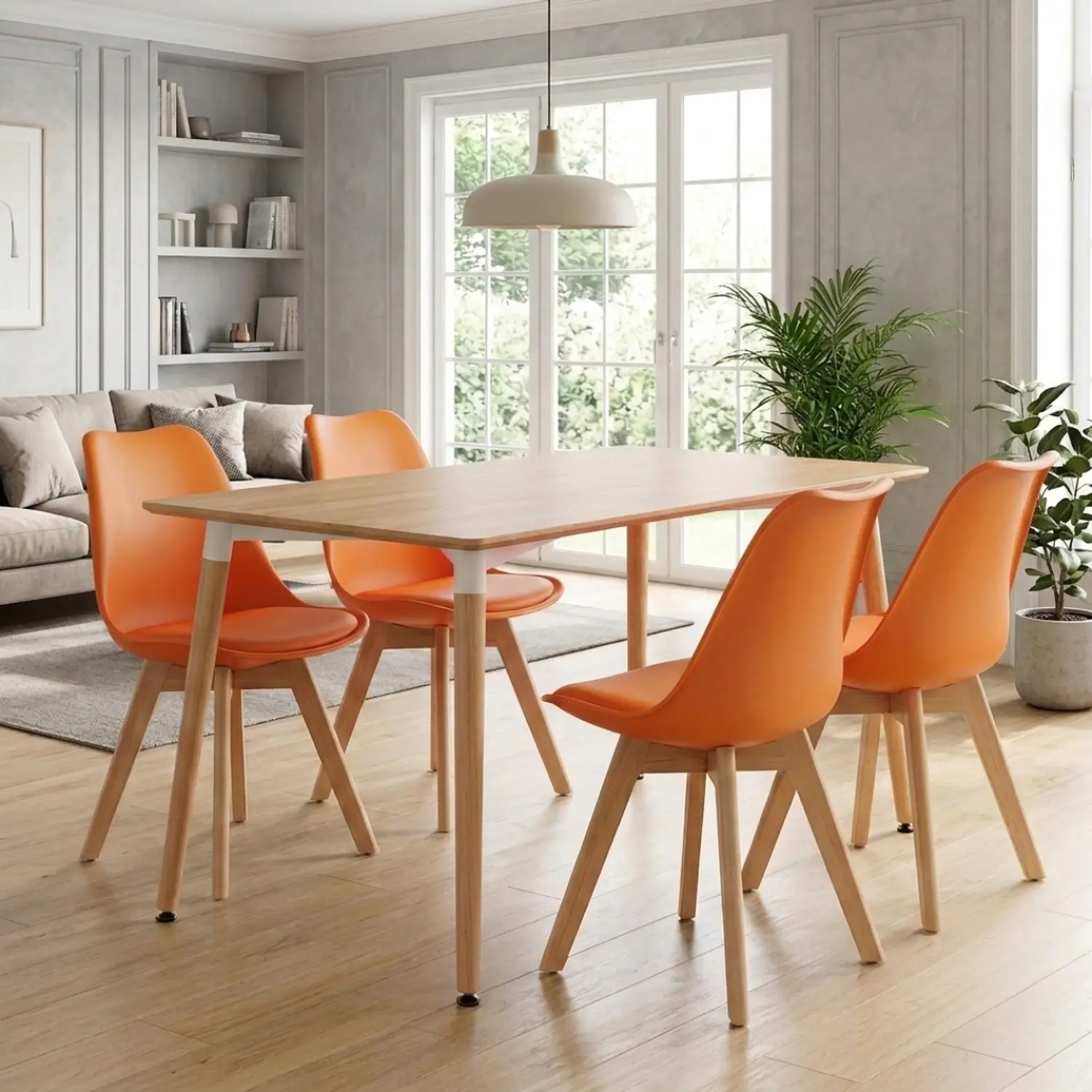 Juego de Comedor Eames MDF con 4 Sillas Tulip 3