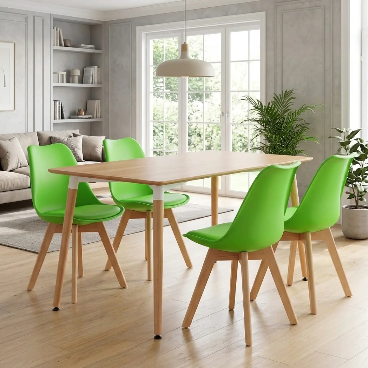 Juego de Comedor Eames MDF con 4 Sillas Tulip 7