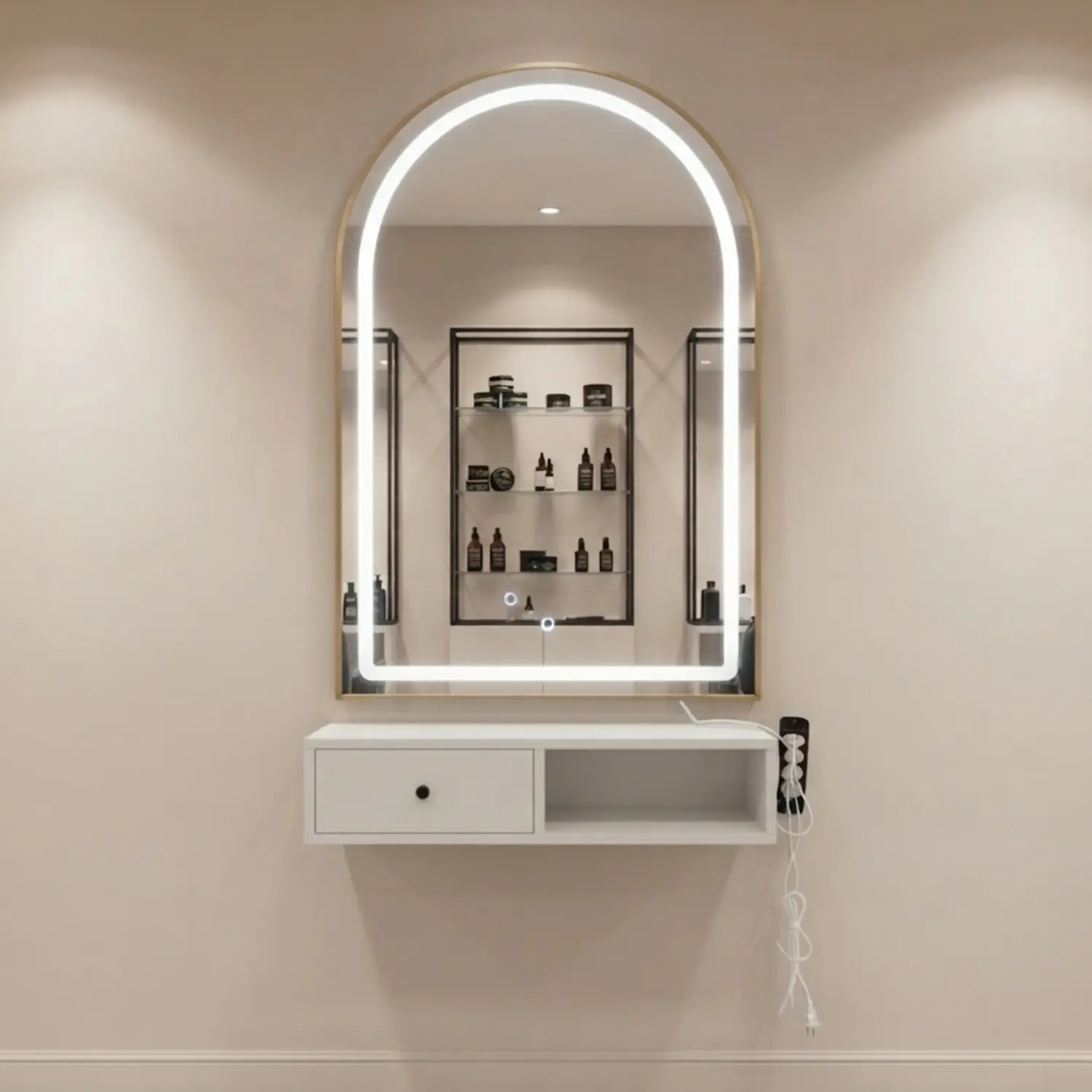 Tocador Espejo LED Irún Aurora Arch con Cajón 1