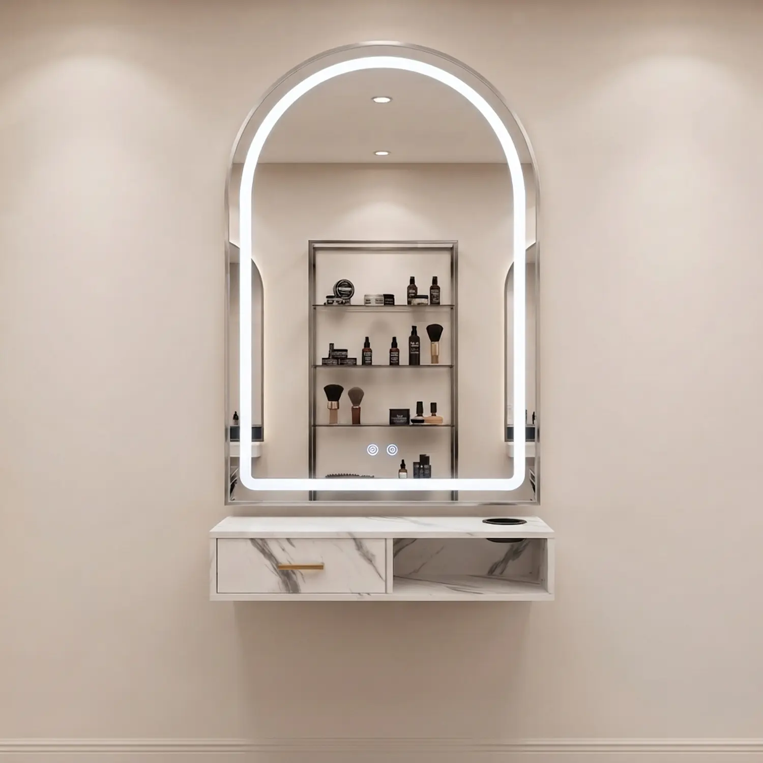 Tocador Espejo LED Irún Aurora Arch con Cajón 4