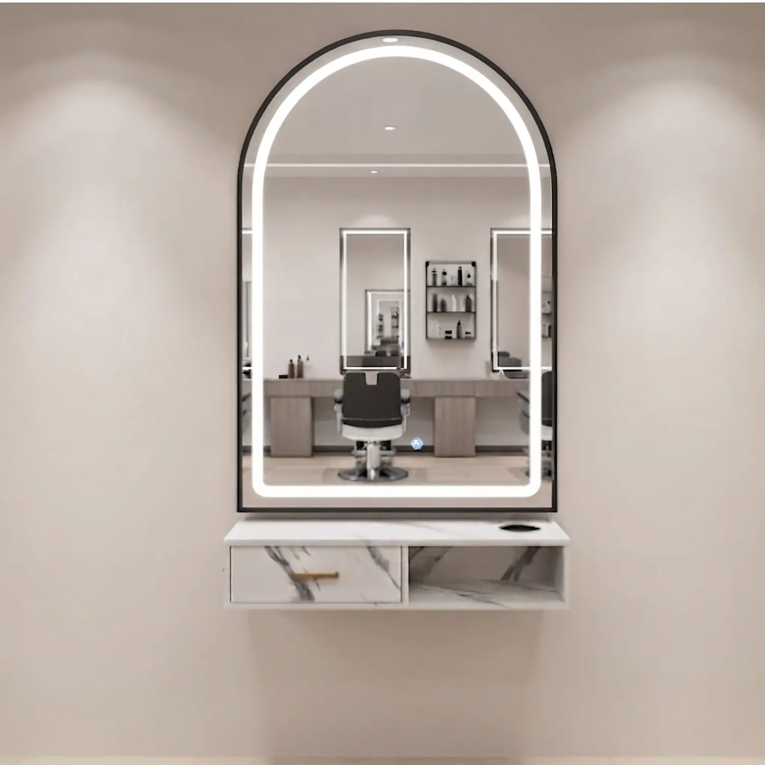 Tocador Espejo LED Irún Aurora Arch con Cajón 7