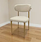 Silla Wood de Comedor Beige en Lino con Patas Símil Madera - Miniatura 1