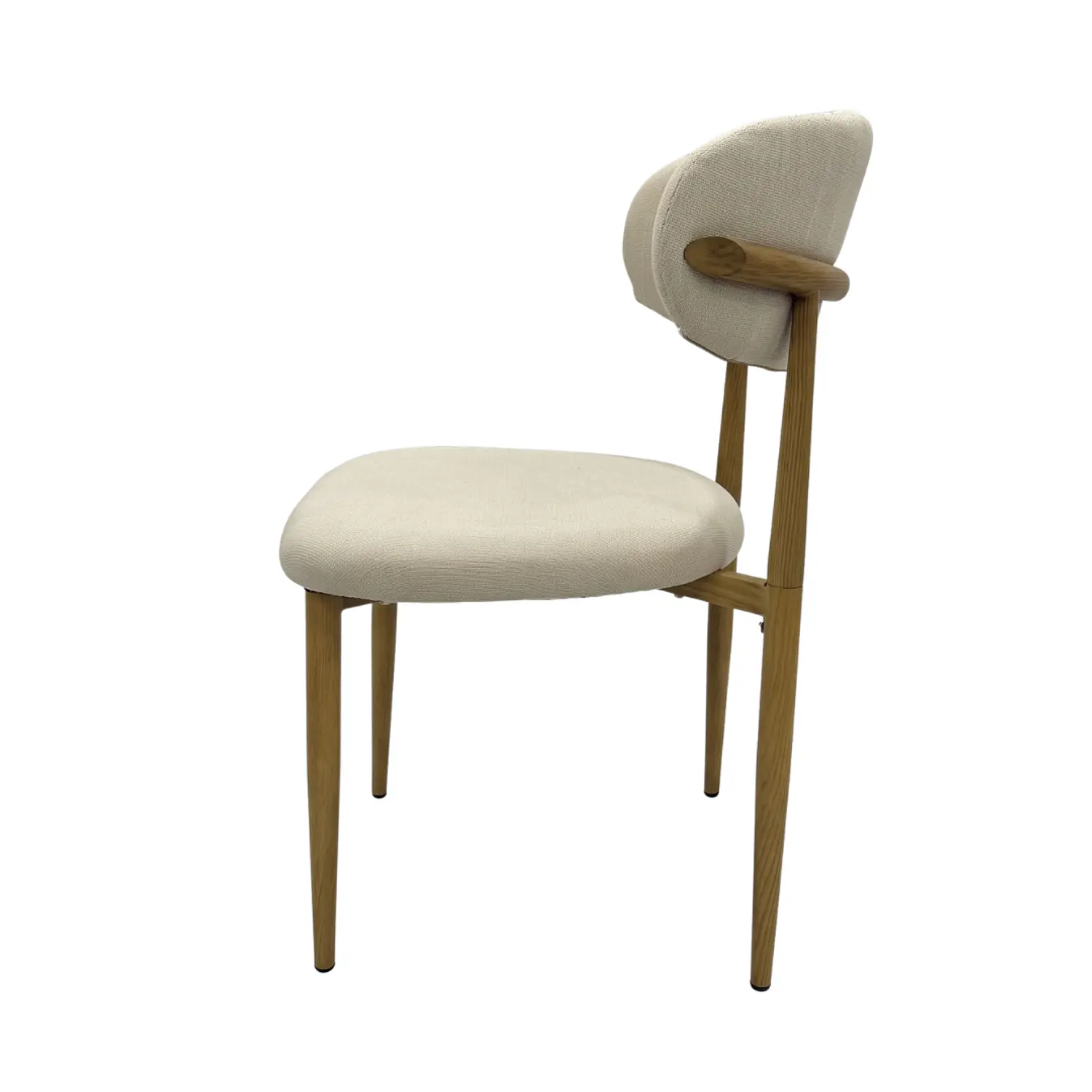 Silla Wood de Comedor Beige en Lino con Patas Símil Madera 4
