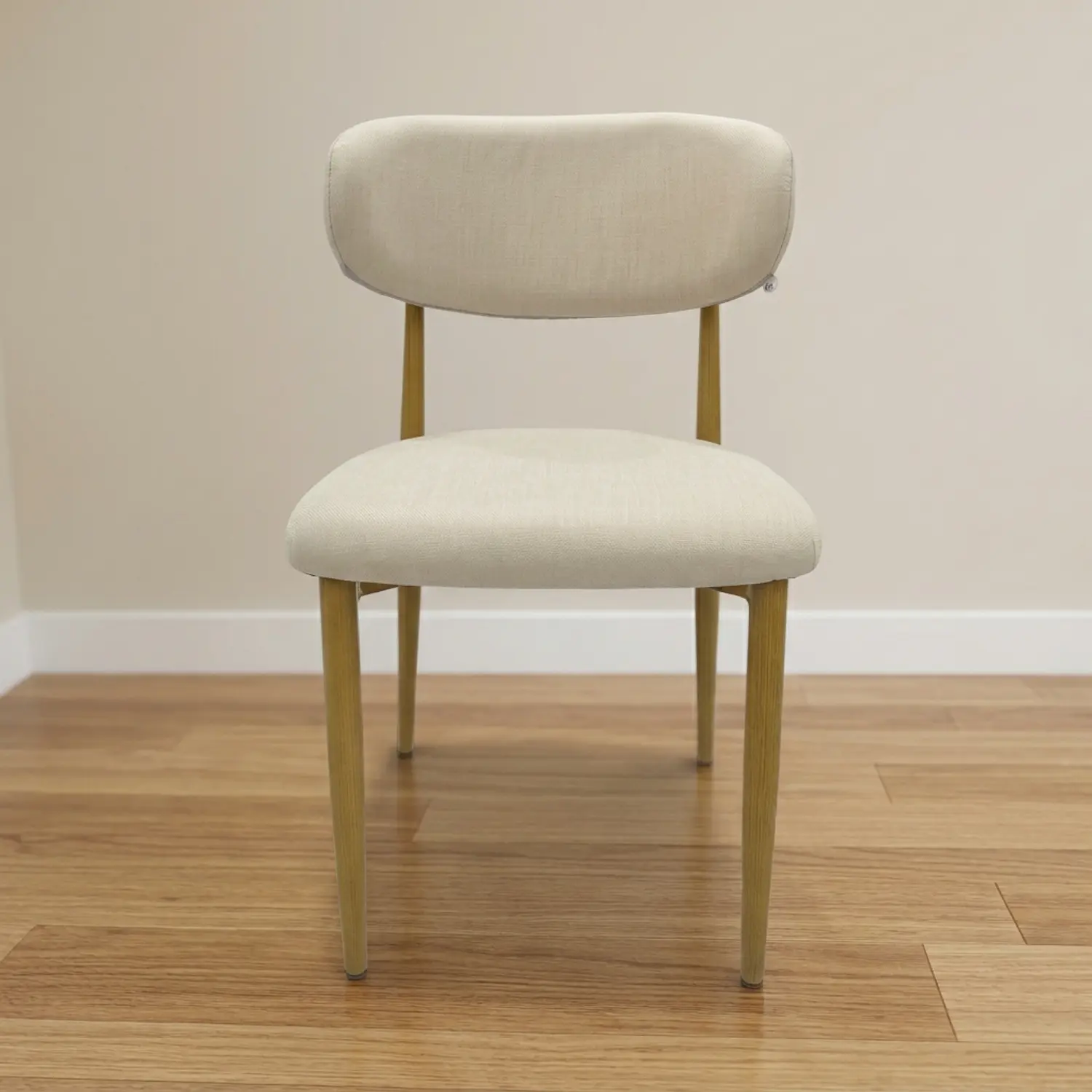 Silla Wood de Comedor Beige en Lino con Patas Símil Madera 6