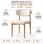 Silla Wood de Comedor Beige en Lino con Patas Símil Madera - Miniatura 7