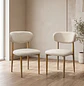 Set de 2 Silla Wood de Comedor Beige en Lino con Patas Símil Madera - Miniatura 1