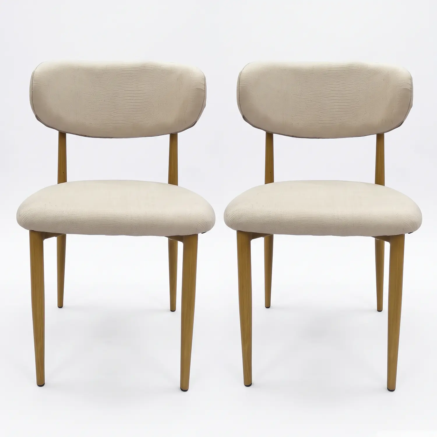 Set de 2 Silla Wood de Comedor Beige en Lino con Patas Símil Madera 3