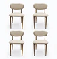 Set de 4 Silla Wood de Comedor Beige en Lino con Patas Símil Madera - Miniatura 3